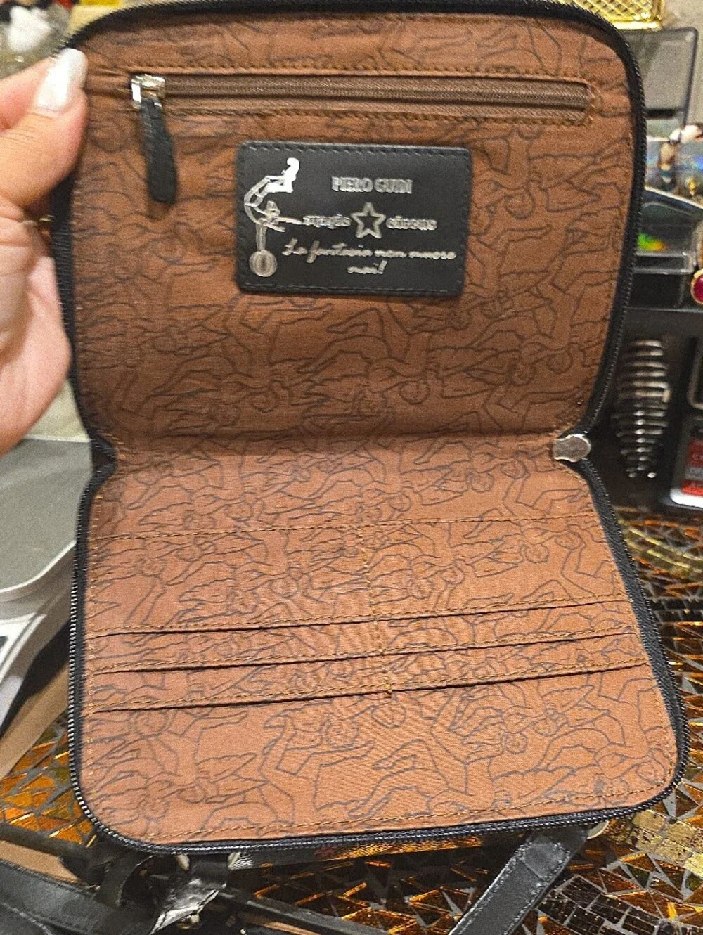 Black Carnival Print Crossbody Bag